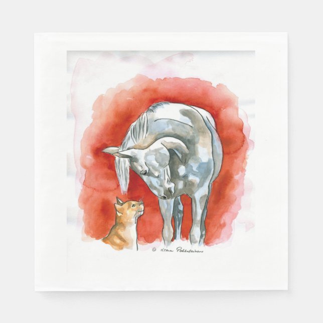 Häst och katt pappersservett (Framsidan)