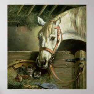 Häst och kattungar, 1890 poster