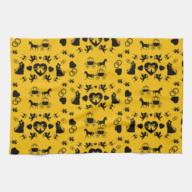 Häst och konst Romantic Bröllop Kökshandduk (Horisontell)