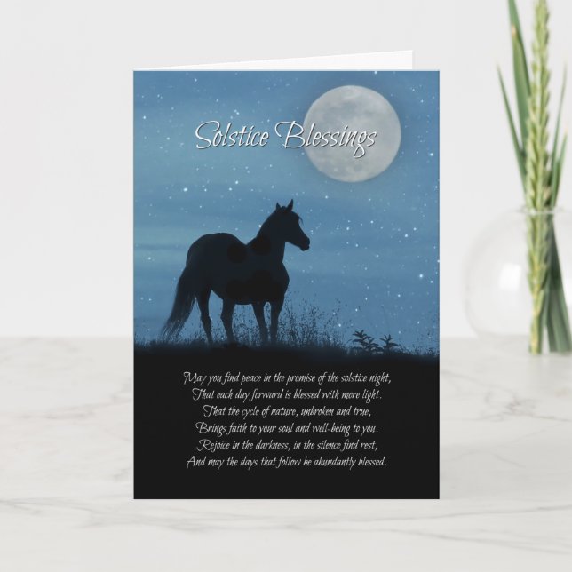 Häst och måne Vinter Solstånd Blessing dikt Kort (Framsida)