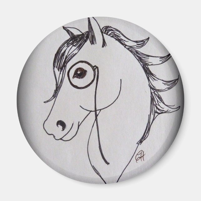 Häst och monokle magnet (Framsidan)