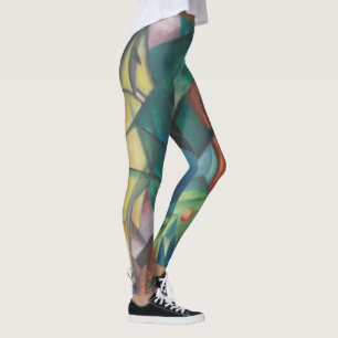 Häst och Örn av Franz Marc, Vintage Kubism Konst Leggings