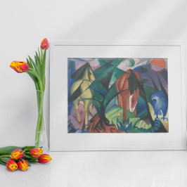 Häst och Örn av Franz Marc, Vintage Kubism Konst Poster