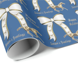 Häst och pilbåge för western jul guld- presentpapper