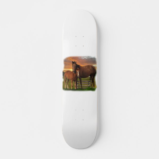 Häst och ponny old school skateboard bräda 18 cm (Framsida)