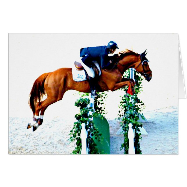 Häst och Rider i Jumperna Ring Hälsningskort (Framsidan Horizontal)