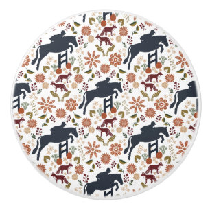 Häst och Rider Knob Drag Equestrian FolArt Knopp