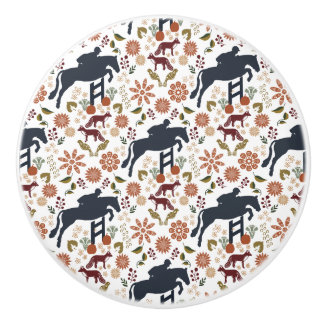 Häst och Rider Knob Drag Equestrian FolArt Knopp