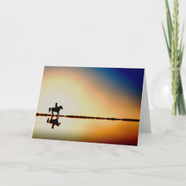 Häst och ryttare på kort för