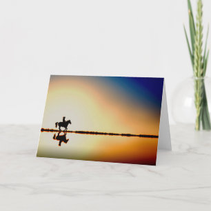 Häst och ryttare på kort för