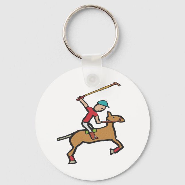 Häst och ryttare som spelar polo nyckelring (Framsida)