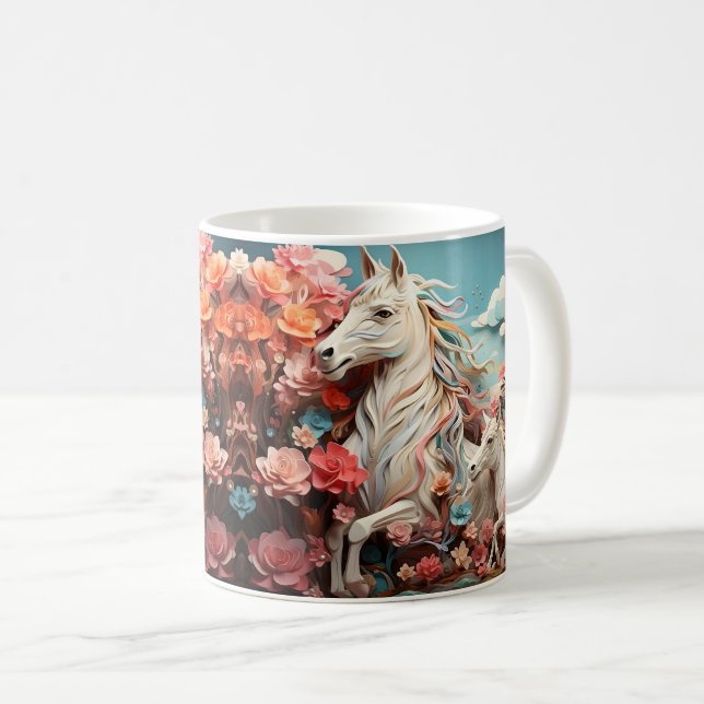 Häst och skog, present till ryttare, häst ridning kaffemugg (Framsida höger)
