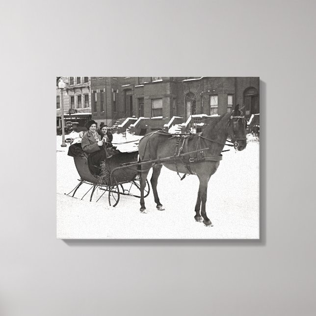 Häst och släde, 1935 canvastryck (Framsida)