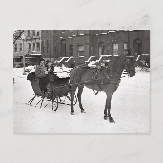 Häst och släde, 1935 vykort (Framsida)