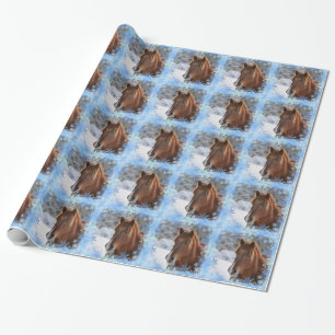 Häst och snöflingor presentpapper