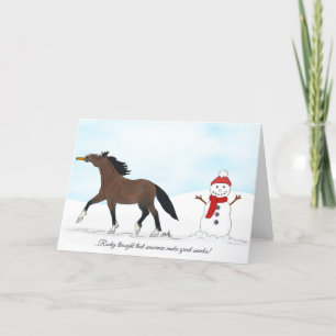 Häst och Snömannen Julstämning Helgkort