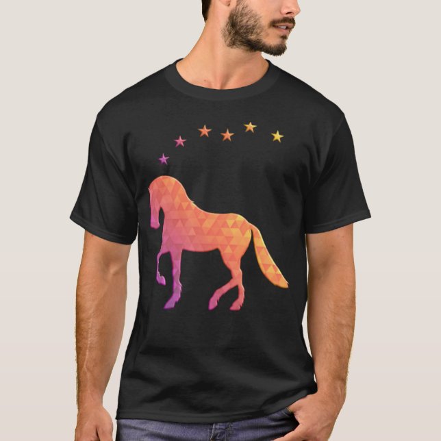 Häst och stjärnor Geometric riders school amadeus T Shirt (Framsida)