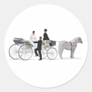 Häst och transport från Bröllop Runt Klistermärke