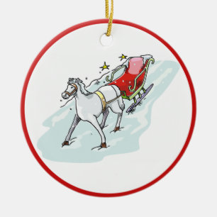 Häst och transport - julgransprydnad keramik