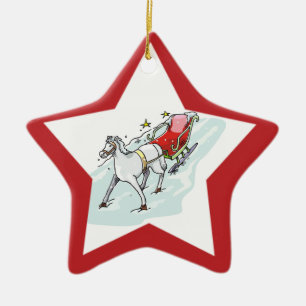 Häst och transport - julgransprydnad keramik