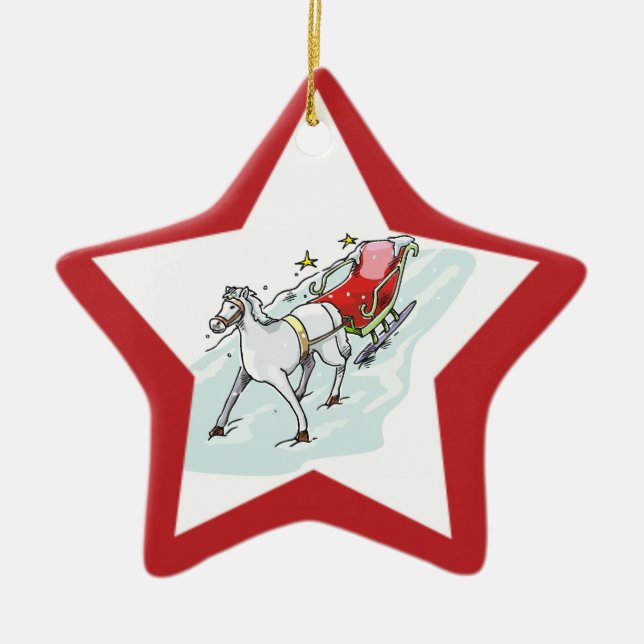 Häst och transport - julgransprydnad keramik (Framsidan)