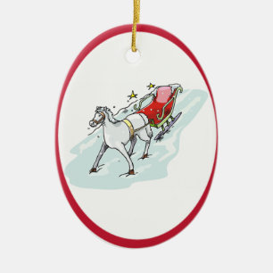 Häst och transport - julgransprydnad keramik