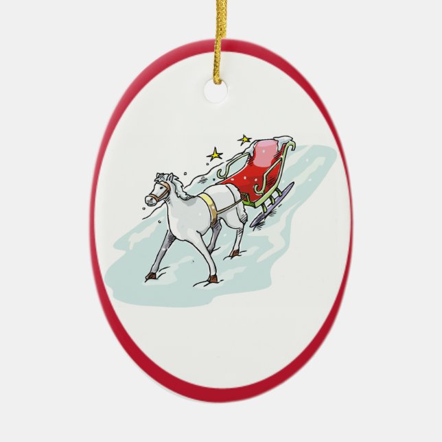 Häst och transport - julgransprydnad keramik (Framsidan)