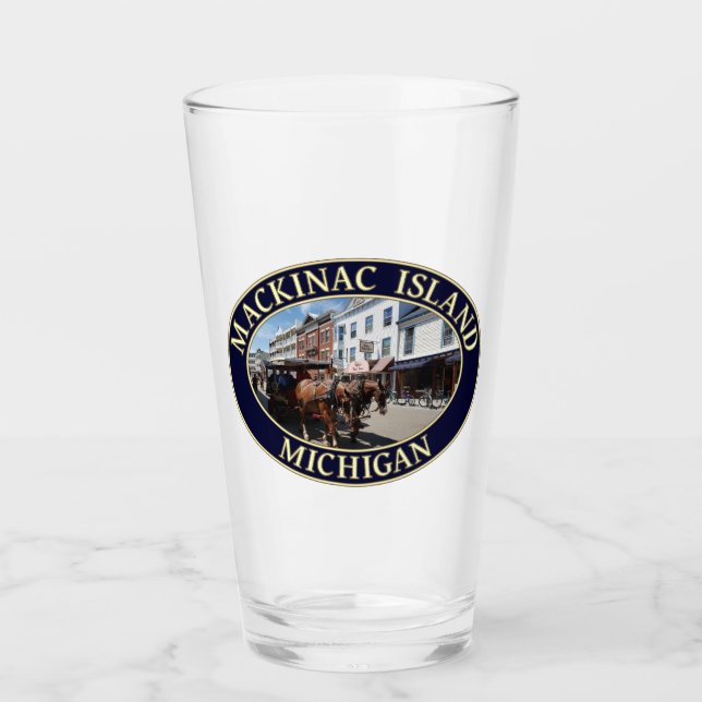 Häst och transport på Mackinac-ön i centrala stade Glaskopp (Framsida)