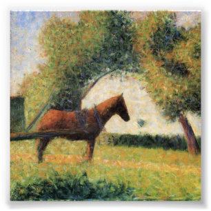 Häst och vagn av Georges Seurat Fototryck