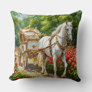 Häst och vagn Romantisk klassisk hemsmycknad 🎁 Kudde