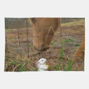 Häst och Vår-blomman Bunny Kökshandduk