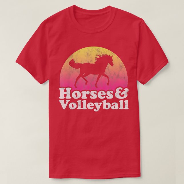 Häst- och volleyball Women eller Girls Horses T Shirt (Design framsida)