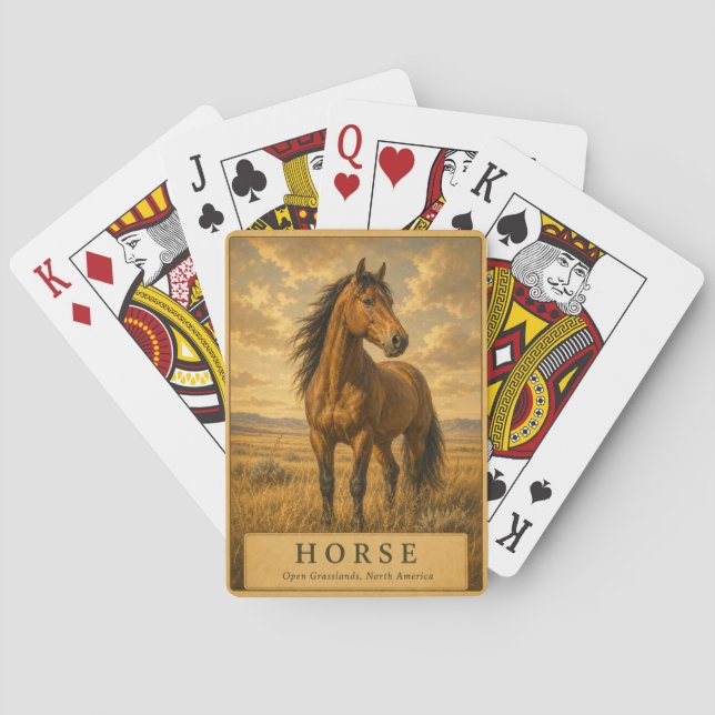 Häst Öppna Gräsmarker VINTAGE Casinokort (Baksidan)