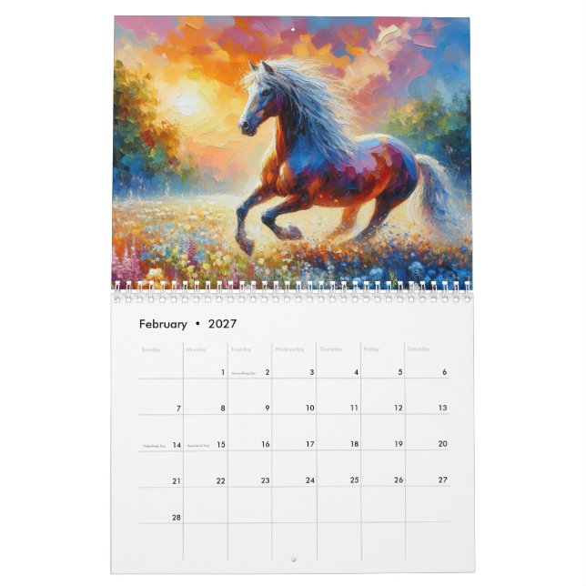 Häst på ängen kalender (Feb 2027)