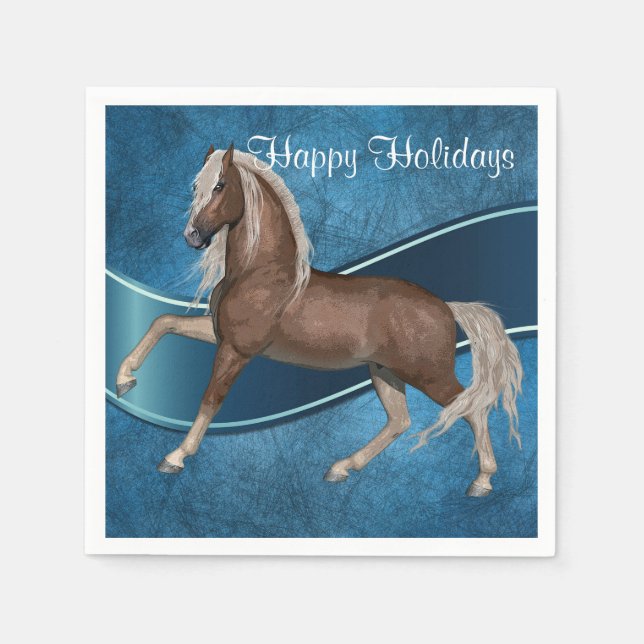 Häst på blå Helgdag Papper Tallrikar Pappersservett (Framsidan)