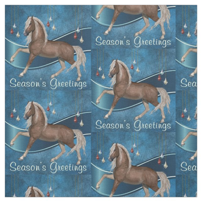 Häst på blå med prydnadssäsong tyg (Provkarta)