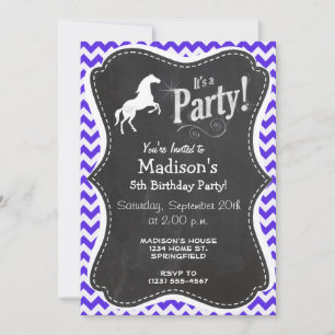 Häst på Blue Violet Chevron, Equestrian Inbjudningar