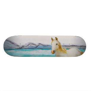 Häst på en beach. old school skateboard bräda 18 cm