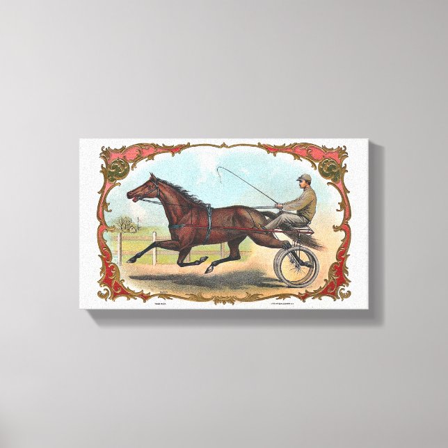 Häst på Hjul Vintage Horse Tävla Canvastryck (Framsida)