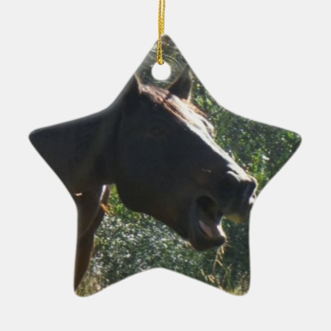 Häst på hösten julgransprydnad keramik (Framsidan)