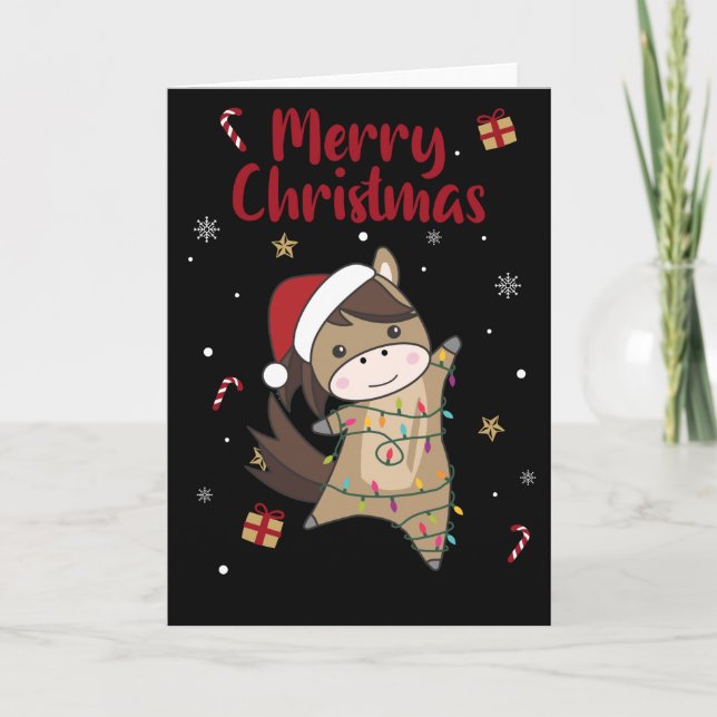 Häst Ponny Jul Snö Vinter Djur Häst Ca Kort (Framsida)