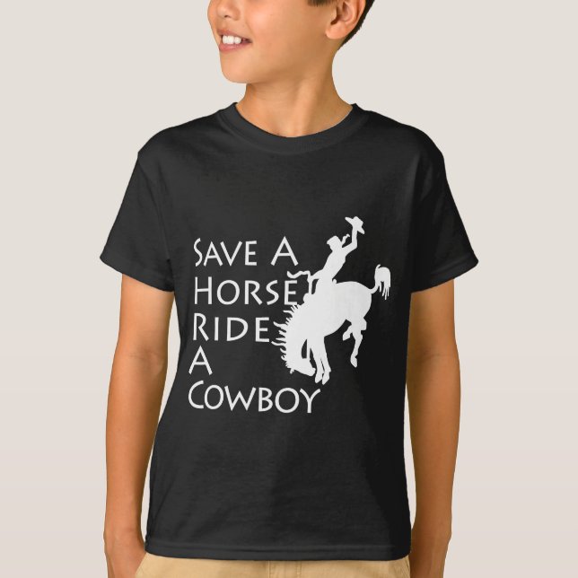 Häst - rädda en hästritt en Cowboy T Shirt (Framsida)