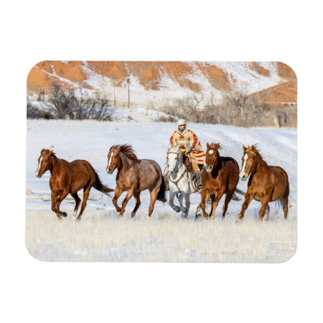 Häst ranch, Wrangler och hästar Magnet (Horisontell)