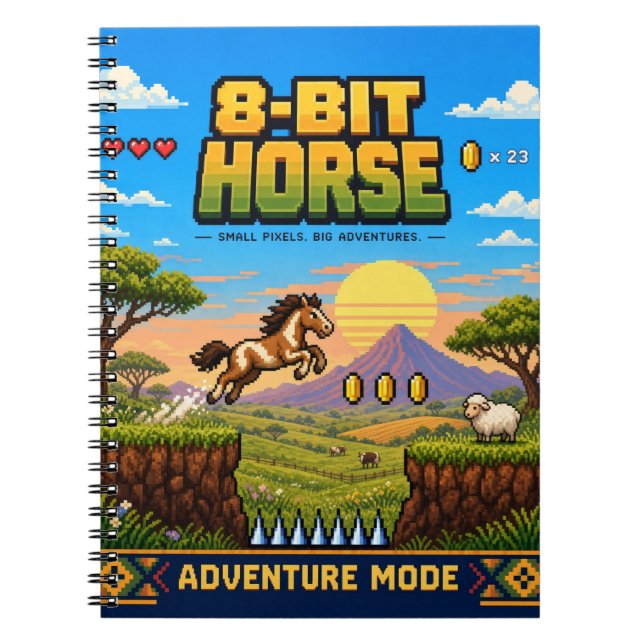 Häst, Retro 8-Bit Pixel Art Anteckningsbok (Framsidan)