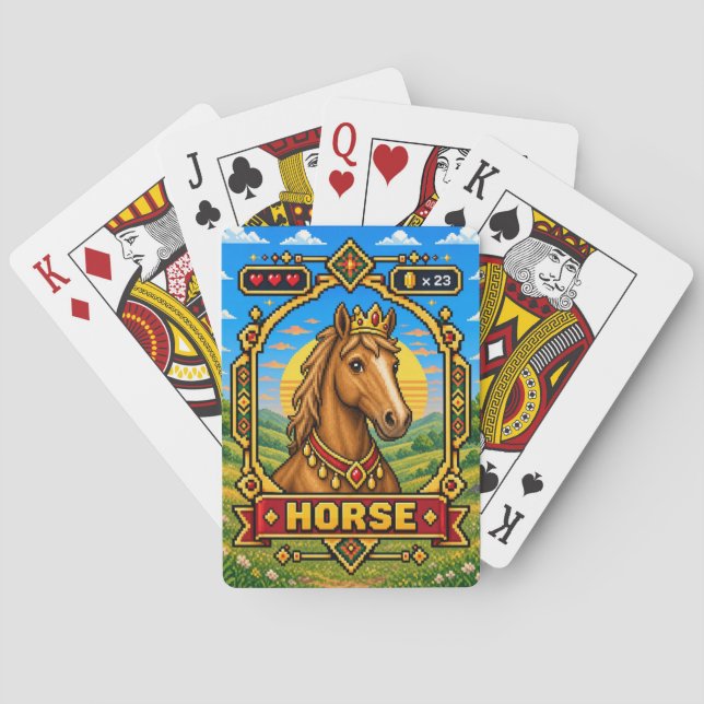 Häst Retro 8-Bit Pixelkonst Casinokort (Baksidan)