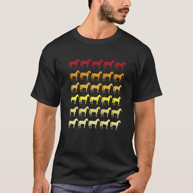 Häst Retro Djurmönster   T Shirt (Framsida)