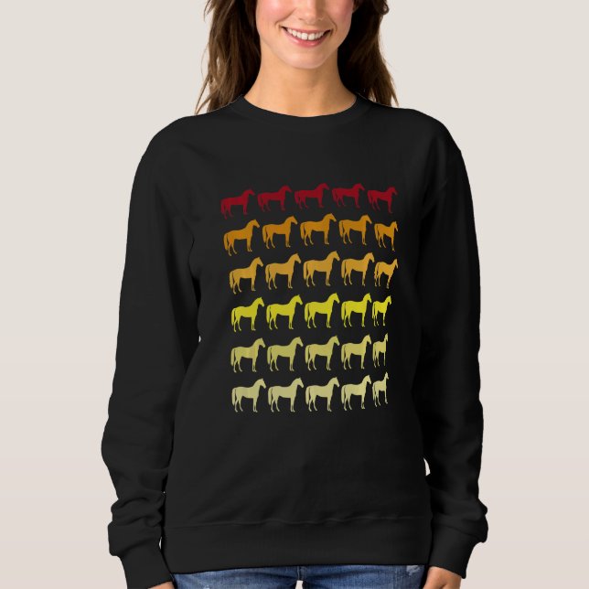 Häst Retro Djurmönster   T Shirt (Framsida)