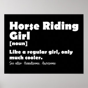 Häst Ridande Tjej Definition Rolig Equestrian Tjej Poster