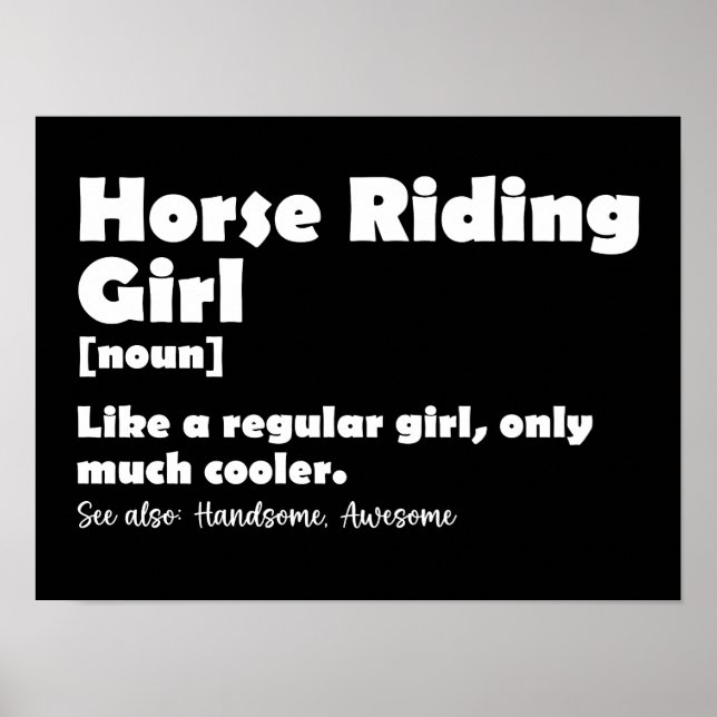 Häst Ridande Tjej Definition Rolig Equestrian Tjej Poster (Framsidan)