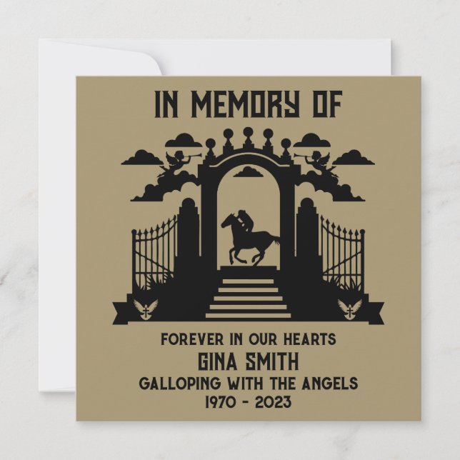 Häst Ridare Begravning Minnesstund Kort (Framsida)